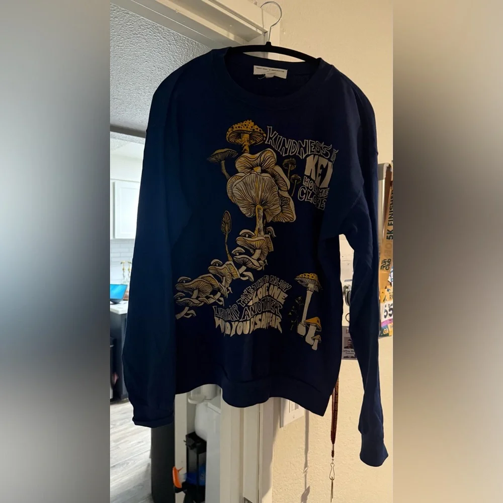 Project Social T X Urban Outfitters Blue Mushroom Graphic Sweatshirt in S/M - Picture 4 of 6